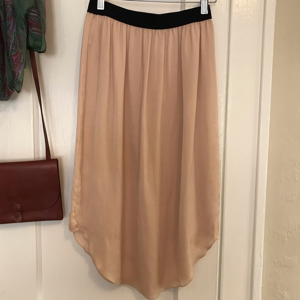 Aritzia Club Monaco Light Pink Peach Silk Pencil Skirt XS